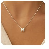 MARYLAX Bubble Letter Necklace, Sterling Silver Plated Balloon Initial Necklace for Women, Dainty Silver Necklace Personalized Bubble Pendant Name Necklace, Fashion Accessories Trendy Jewelry