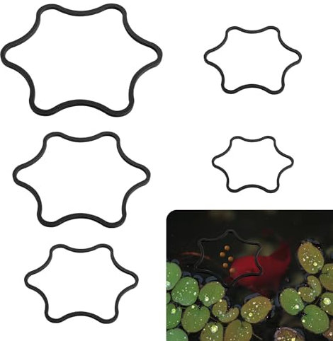 PEUTIER 5uds Anillos Flotantes para Plantas de Acuario, Corral Flotante Espuma Plantas en Forma de Flor Anillos Alimentación Peces Anillo Alimento Peceras para Interceptar Plantas Flotantes (Negro)