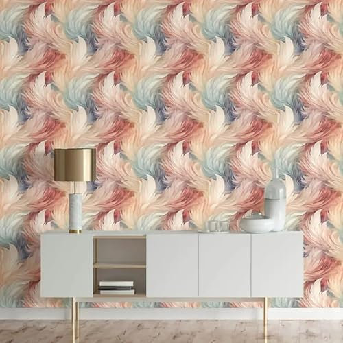 SOPHIE LAURENCE Plumes Papier peint Plumes – Multicolore métallique scintillant – Rouleau de 0,53 m x 10,05 m