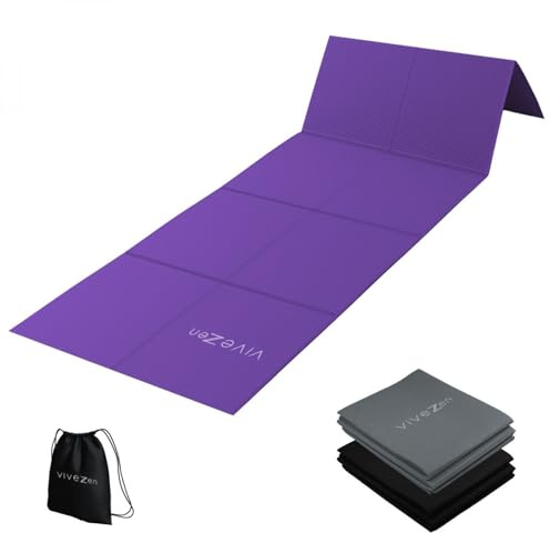 Vivezen - Tapis de yoga, de gym, d'exercices pliable 61 x 183 cm + sac de transport - Plusieurs coloris
