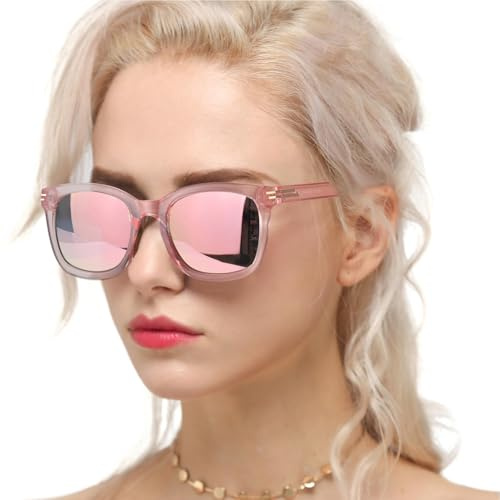 Myiaur Polarised Sunglasses for Women, Trendy Big Oversized Sun Glasses with Mirrored Lens UV404 Protection