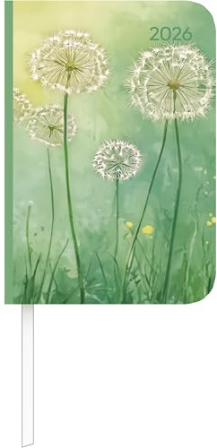 Alpha Edition - Lady Journal Mini Blowballs 2026 – Taschenkalender 8×12 cm – Weekly – 144 Seiten – kompakter Terminplaner mit Pusteblumen-Motiv – robuster Einband & viele Zusatzfunktionen