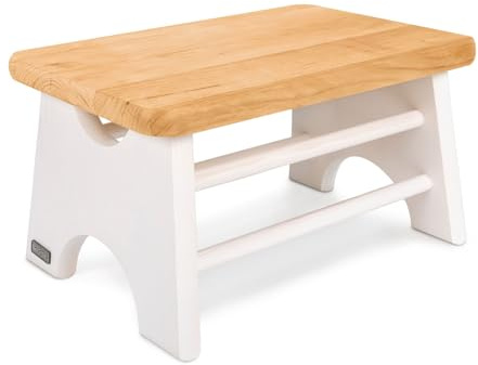 Original Tritthocker Max von BioKinder | Schemel & Hocker aus Massivholz | zweifarbig Erle & Naturweiß | 34 x 21,5 x 20 cm