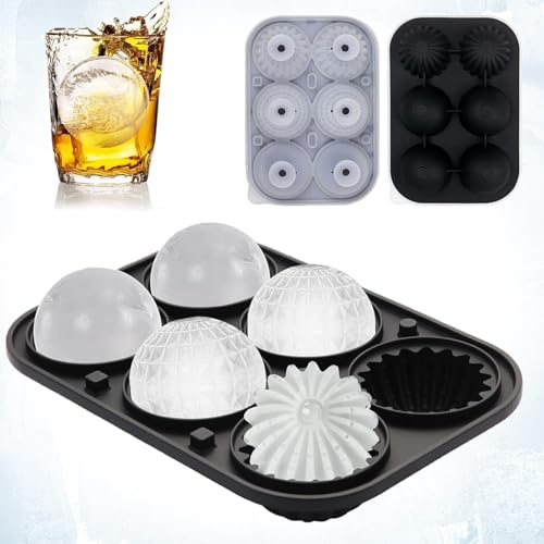 FISH DRAGATE silicona cubiteras con 6 huecos,hielera con tapa,hielo molde,cubitera para hielos grande reutilizable,para vino whisky alimentos para bebés,sin bpa