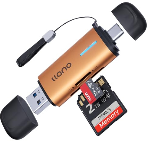 llano Lettore di Schede SD USB C, Doppio Slot Adattatore Lettore di Schede USB 3.0 Tipo C pour Micro SD, SDHC, Compatibile con Laptop, PC, Telefono, MacBook Pro, iPad (Arancione)