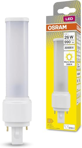 OSRAM - Lampada DULUX D 26 LED per base G24D-3, 9 watt, 990 lumen, bianco caldo (3000K), ruotabile, sostituzione della tradizionale lampada Dulux da 26W (Confezione da 5)