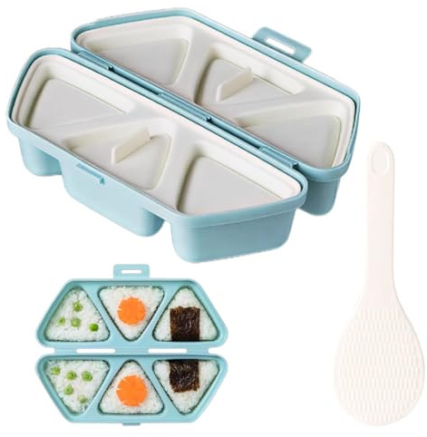 PORUPAEL 6-i-1 onigiri-form för att göra och förvara sushi – multifunktionell risbollstillverkare med serveringssked, sushipress och bärbar bentolåda för gör-det-själv japansk mat, picknick, lunch