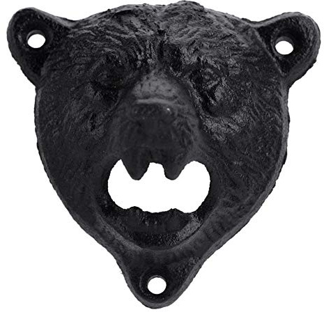 Abrebotellas de pared de Tipo de Oso,Abrebotellas Cerveza Hierro Fundido Acabado Negro Buen Regalo para Padre y Amigos