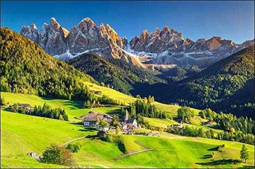 Muralo WTD - Carta da parati fotografica con paesaggio di montagna, 180 x 270 cm, in tessuto non tessuto, motivo: montagne, cielo, prato, verde, soggiorno, camera da letto, decorazione moderna