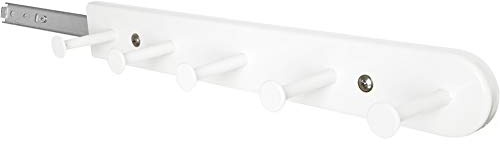 Kelendle Extendable Sliding Wardrobe Hook Rail with Hardware Pull Out Closet Rod Clothing Hanging Hooks Organizer for Home, Office, Hotel (5 Hooks)