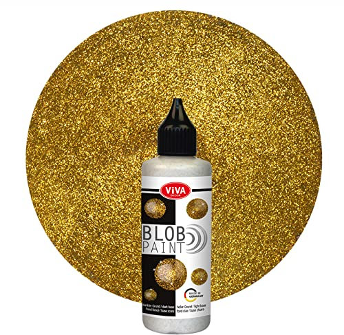 Viva Decor Blob Paint 90ml Metallic Glitter Künstlerfarbe Leinwand Fliesen glänzend Gold-Glitter