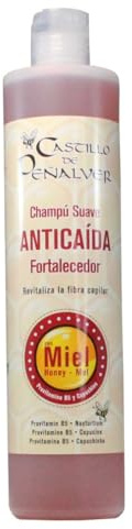 Champú suave Anticaída, Fortalezedor, revitaliza la fibra capilar, con Miel, Provitamina B5 y Capuchina
