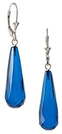 Pendientes elegantes de ámbar azul con forma de gota S en plata de ley 925, pendientes para mujer, ámbar azul real