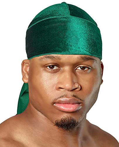 ShyneDurags Terciopelo Durag: perfecto para 360 ondas, rastas y rizos, durags de terciopelo premium para hombres y mujeres, ultra-suave, cómodo y moderno accesorio diario (Emerald Verde)