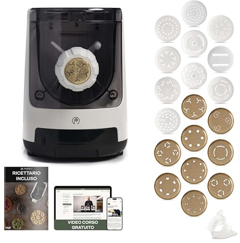 PASTAIO MASTER EDITION Machine à pâtes avec 20 Matrices dont 9 en bronze. Pasta Maker, balance intégrée, extrusion rapide, jusqu'à 800g de pâtes, jusqu'à 30 types de pâtes différentes. Classe Italie