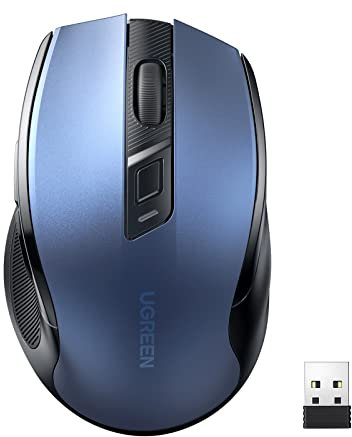 UGREEN 2.4G Maus kabellos mit 4000 DPI, Ergonomisches Design, Wireless Mouse mit USB Empfänger, 18 Monate Akkulaufzeit, funkmaus kompatibel mit Laptop Computer Windows macOS Linux (Blau)