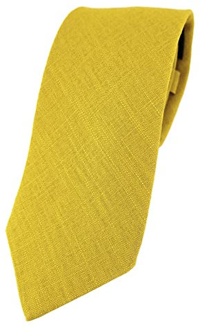 TigerTie Designer Krawatte in senfgelb Uni - 100% Leinen - Krawattenbreite 7,5 cm