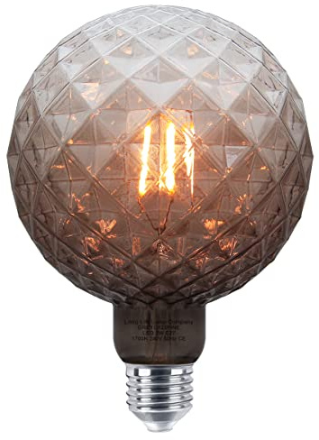 Long Life Lamp Company LED Glass Globe Light Bulb E27 Edison Screw Filament Classic Grey Smoked G125 Pinecone