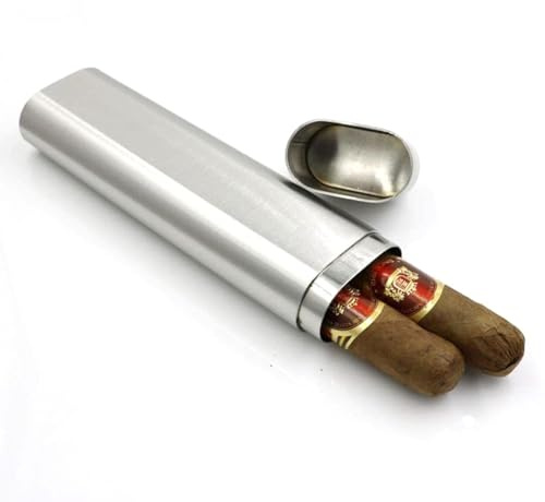 CNFLASK rostfritt stål cigarrfodral cigarrrör ficka cigarrhållare, Borstfinish, Klassisk