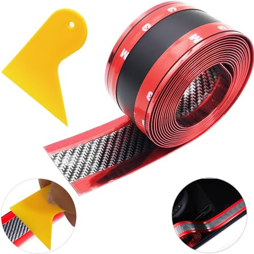 CTRICALVER 5cmx3m Car Door Sill Protector - Self-Adhesive Anti-Scratch, Dual-Tone Red + Yellow Scraper (Fits Most Cars)