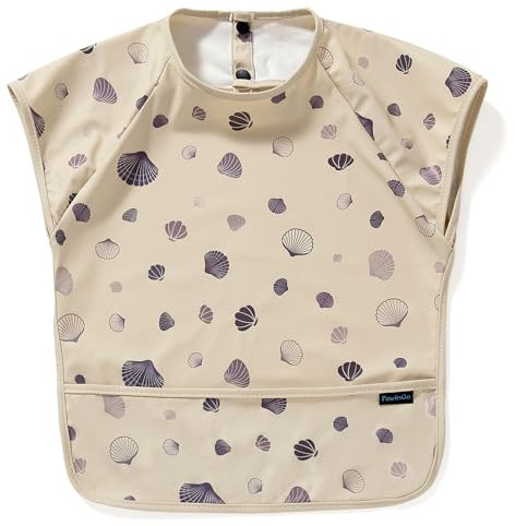 PewinGo Entwöhnungs-Lätzchen mit Kurzen Ärmeln und BLW, Weiches und Hautfreundliches Material, Overall-Lätzchen für Babyfütterung, Wasserdicht und Leicht zu Reinigen & Maschinenwaschbar, für Babys