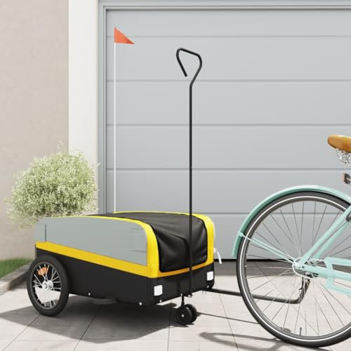 CIADAZ Cykelvagn svart och gul 45 kg järn, cykelkärra, lastvagn, handvagn, cykellastvagn, lastcykel – 94071