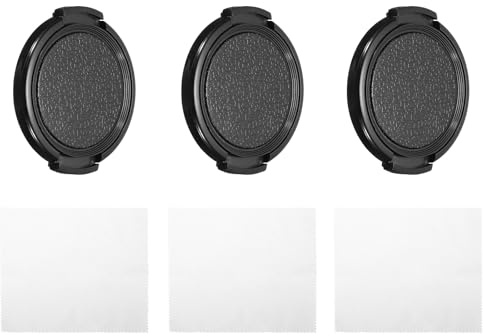 PATIKIL Bouchon d'Objectif 43 mm, Lot de 3 Couvercles à Pincement Latéral pour Objectif d'Appareil Photo avec Chiffon Nettoyage, Adapté aux Objectifs DSLR Universels Filetage 43 mm, Noir