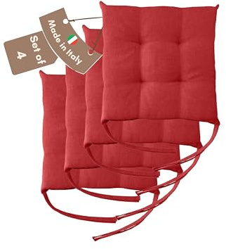Il Tuo Artigiano Design Set 4 o 6 Cuscini per Sedie da Cucina Made in Italy - Cuscini Sedie Cucina set da 6 40x40 cm spessore 6 cm - Imbottiture in Spugna e Soffice acrilico (4, Rosso)