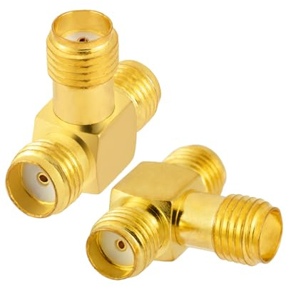 Vecys 2 Piezas Adaptador SMA Divisor en T SMA Hembra a Doble Hembra 3 Vías Divisor de Antena Conector Converter 50 Ohm