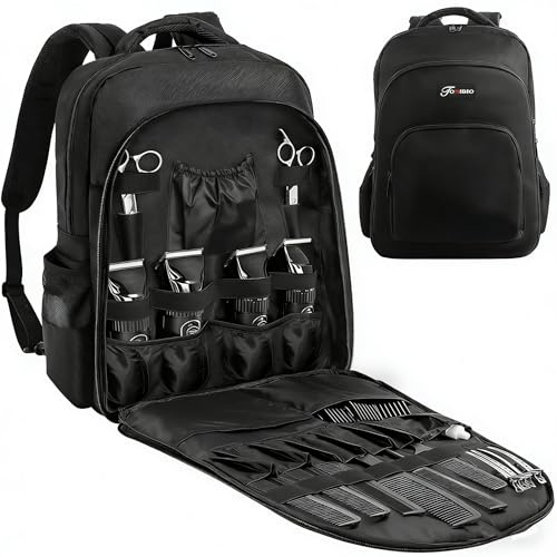 IPEB Friseur Werkzeugtasche, Friseur Koffer, Clipper und Zubehör Organisator, Friseur Tragbaren Rucksack für Friseurwerkzeuge, Barber Bag, Schwarz