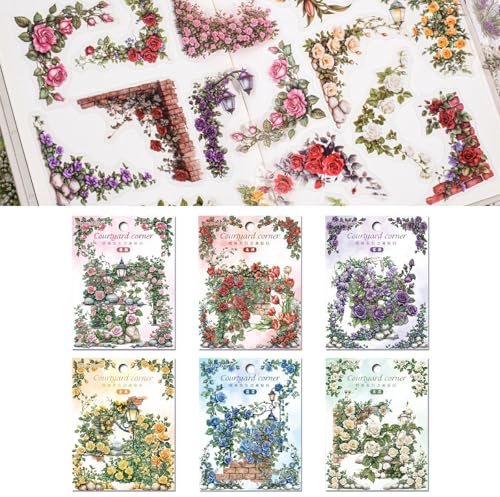 pclapora 180 Pezzi Adesivi Floreali per Album di Ritagli, Stickers Aesthetic, Adesivi Scrapbooking Floreali Trasparenti, per Album di Ritagli, Pianificazione Quotidiana, DIY Crafts