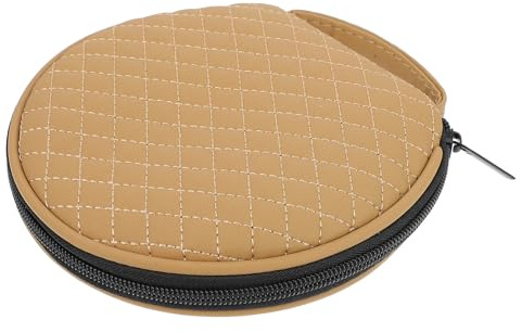 MOLUCKFU Custodia Per Cd e Borsa Porta Cd Da Auto e Casa, Chiusura a Cerniera, Leggera e Resistente, Protezione Ricamo Elegante, Per Trasporto e Stoccaggio Dischi, Colore Beige