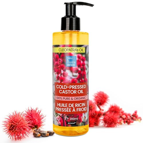 Aceite de Ricino Orgánico Puro, Prensado en Frío | Fortalece Cabello, Cejas, Pestañas | Reduce Ojeras, Arrugas | Cuidado Piel, Uñas, Barba, Brillo Natural, 200 ml