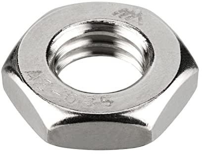meinschraubenversand.de - Tuercas hexagonales (forma baja, con biselado) M12 según DIN 439 / ISO 4035 - Semituercas A2 V2A de acero inoxidable - Tuerca plana estándar - M12 10 unidades