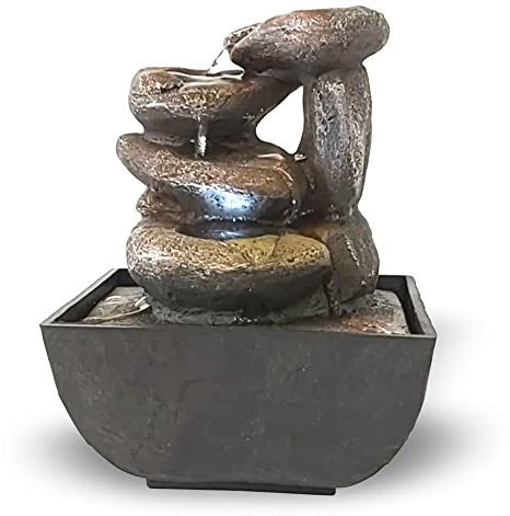 Zimmerbrunnen mit LED Beleuchtung (grau)