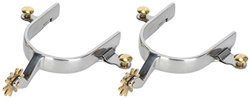flexman 1Pair Adult Cowboy Spurs, 3.5x5.5x0.8 Stainless Steel West Style Unisex Spurs for Men Women, American Type Spurs with Brass Swing Button
