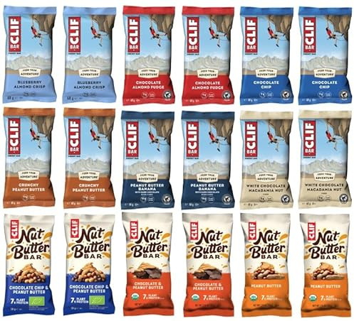 CLIF Bar Paquete de prueba de barritas energéticas + barra de mantequilla de ranura 18 unidades