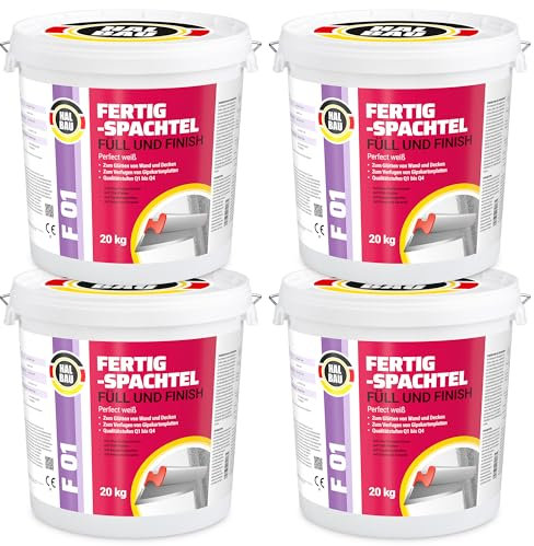 Fertigspachtel Füll Finish Q1-Q4, Fugenspachtel Innen 80kg, Perfekt Weiss, Glätten Verfugen GK Platten Halbau F01