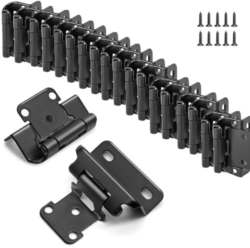 Cokritsm Möbelscharniere Scharniere Schwarz, Scharniere für Schranktüren mit Schrauben Aufschraubscharnier Türscharniere für Küchenschrank Schranktüren Möbel 30 Stück