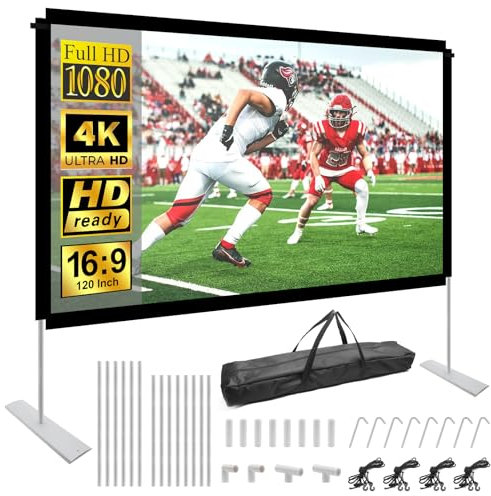 Pantalla Proyector Suelo,HOPFROG Tela Proyector 120 Pulgadas Lavable 16:9 4K Full HD Projector Screen Antiarrugas Lona Proyector Portatil Doble Cara para Cine Patio Hogar Exterior Camping