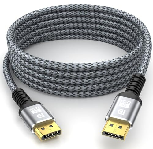 looyotul 8K DisplayPort Cable,DP 1.4 Cable 5m(8K60Hz,4K@144Hz,2K@240Hz) Support 32.4Gbps,Gold Plated Connector,High Refresh Rate for Gaming Monitor,HDR,FreeSync G-Sync,Graphics Card,PC