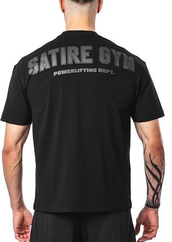 Satire Gym Camiseta deportiva «pump cover» para hombre, de corte holgado «oversize», ideal para ir al gimnasio, hacer fitness o practicar culturismo, M