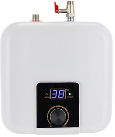 Elektrisk varmvattenberedare 1 500 W, 8 l (2,11 gal) – snabbuppvärmning på 15–30 min. med 316 värmerör av rostfritt stål, LED-temperaturkontroll, IPX4 vattentät, väggmontering för kök, badrum, handfat