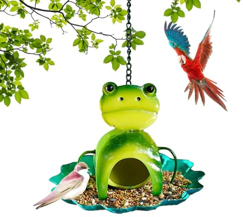 Casetta per uccelli selvatici all'aperto, mangime per uccelli rana – Metallo Wild Bird Feeder Decor, strumento decorativo multiuso per cortile, giardino, albero, terrazza