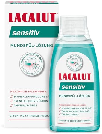 Lacalut Sensitiv Mundspül-Lösung 300ml - Medizinisches Mundwasser Antibakteriell Ohne Alkohol - Effektive Schmerzlinderung für schmerzempfindliche Zähne & Zahnfleischentzündungen