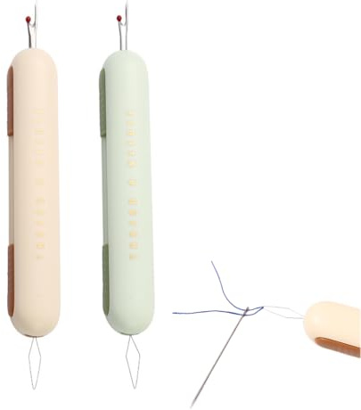 2 Pièces 2 in 1 Decoud Vite et Enfile Aiguille, Passe Fil Couture Portable, pour Couture, Broderie et Travaux Manuels