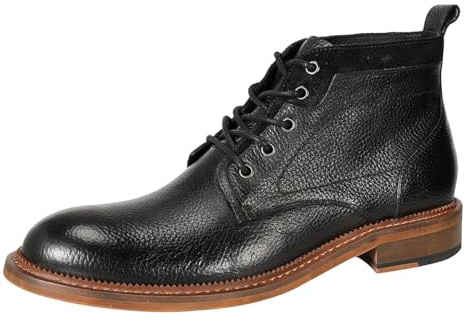 YFFUSHI Stivaletti Uomo in Pelle Vera Alla Caviglia con Lacci Scarpe Eleganti da Città, nero, 45