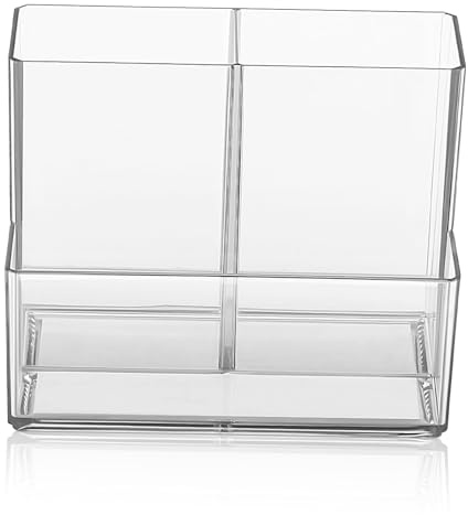 Beatifufu Organizer Trucco Trasparente con Scomparti in Portapennelli e Accessori per Scrivania Compatto e Stabile per Ufficio Camera e Bagno Porta Cosmetici e Cancelleria Multiuso