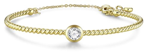 Lyniuoy Plaqué or 9 Carats Câble torsadé Bracelet Femme, Bijoux Femme, Romantique Cadeau Femme-Idées Uniques pour Anniversaire, Fête des Mères, Saint-Valentin, Noël