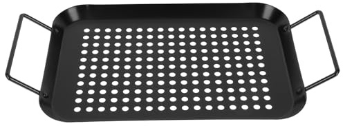 WRITWAA Bandeja para Barbacoa Antiadherente de Acero Inoxidable Plancha Rectangular Mango para Asar Verduras y Carne Utensilio Resistente y Práctico para Parrilla 1 Unidad
